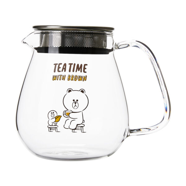 LINE FRIENDS Official Product Teapot Set Kinto [Japan only] Heat-resistant Glass Fashionable Character Brown Sally