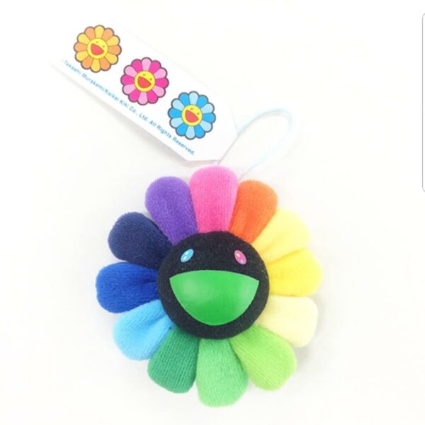 Kaikai Kiki Flower Plush Rainbow & Black Keychain