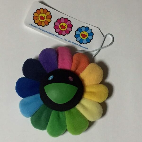 Kaikai Kiki Flower Plush Rainbow & Black Keychain