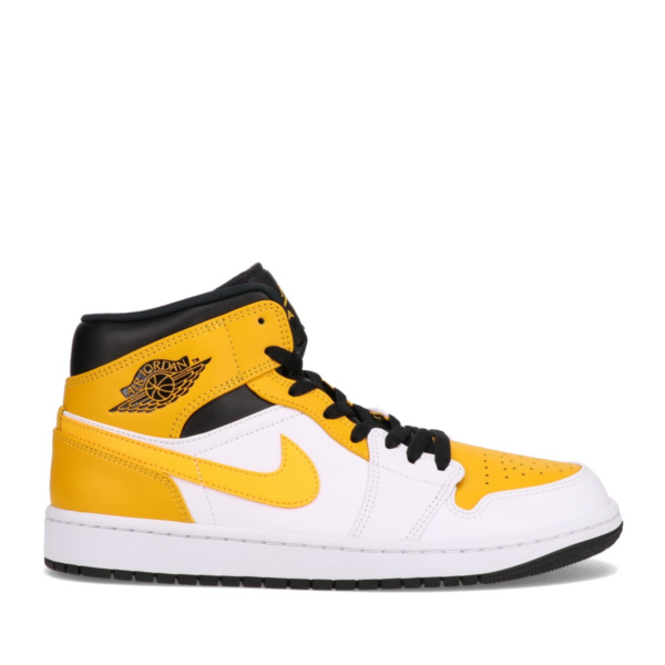 JORDAN BRAND AIR JORDAN 1 MID WHITE/UNIVERSITY GOLD-BLACK