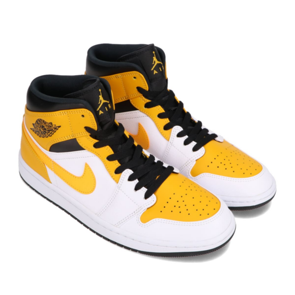 JORDAN BRAND AIR JORDAN 1 MID WHITE/UNIVERSITY GOLD-BLACK