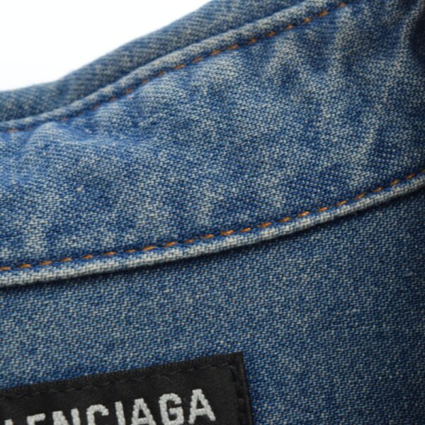 BALENCIAGA 20SS Embroidered Logo Denim Overshirt Chest