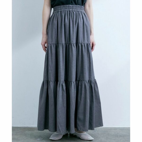 ViS Chambray loan tiered skirt Blue