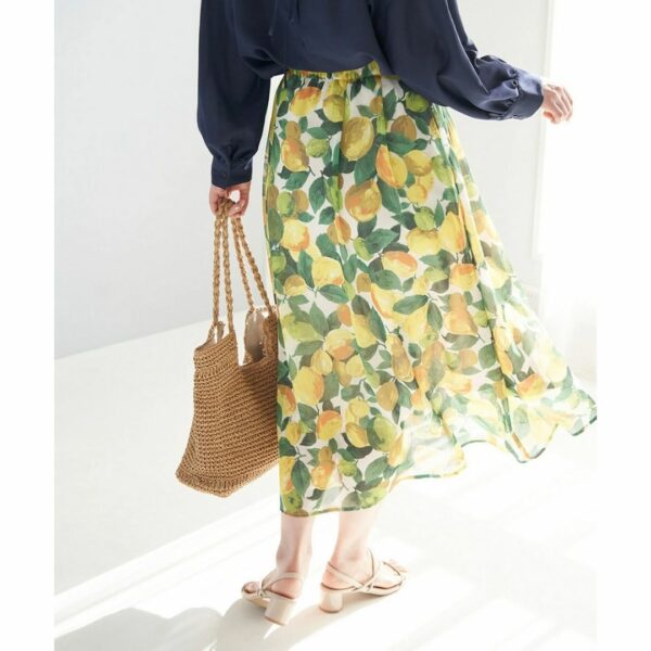 ROPÉ PICNIC Lemon pattern print skirt White System