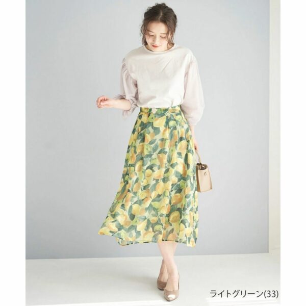 ROPÉ PICNIC Lemon pattern print skirt Light Green