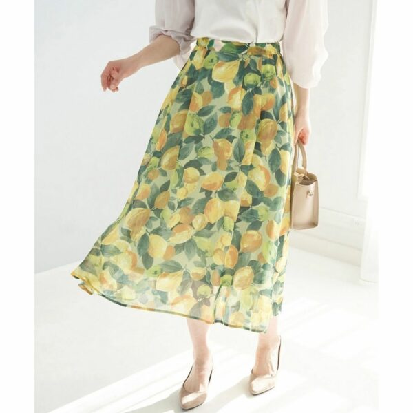 ROPÉ PICNIC Lemon pattern print skirt Light Green