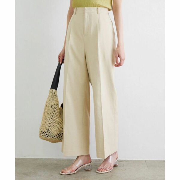 ROPÉ PICNIC [Setup support] Hemp mixed tuck wide pants Beige