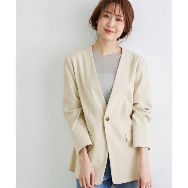 Titip Jepang - ROPE PICNIC Hemp mixed lapel jacket