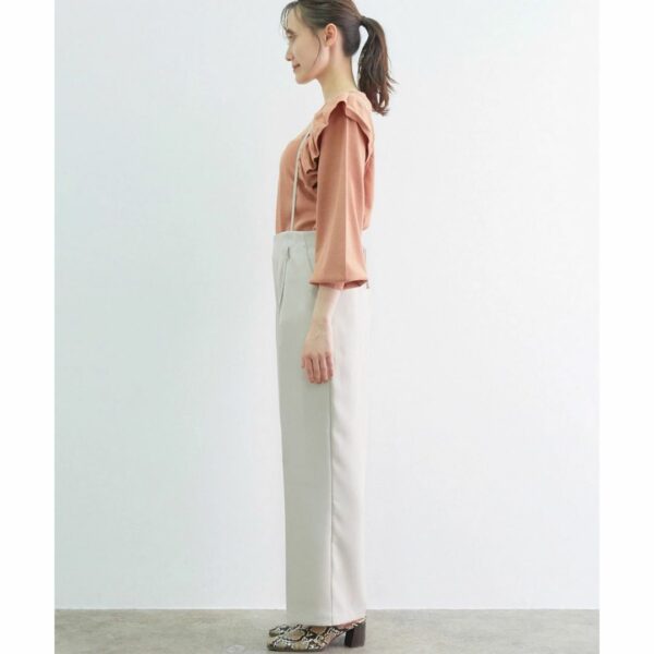 ViS Back cross suspenders wide pants Beige