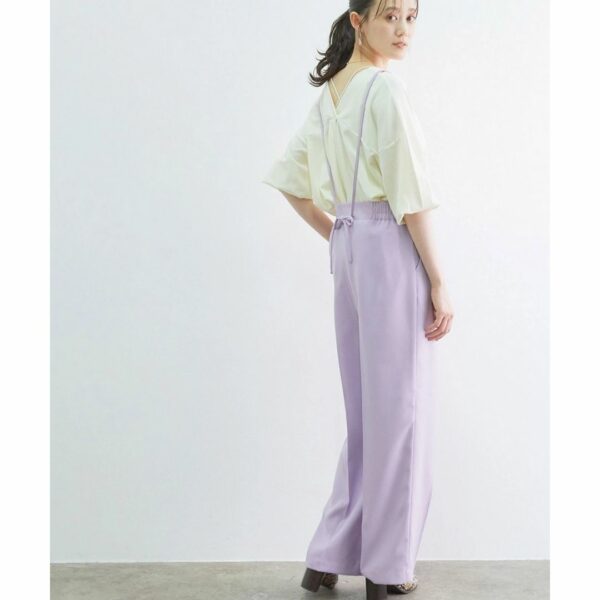 ViS Back cross suspenders wide pants Lavender