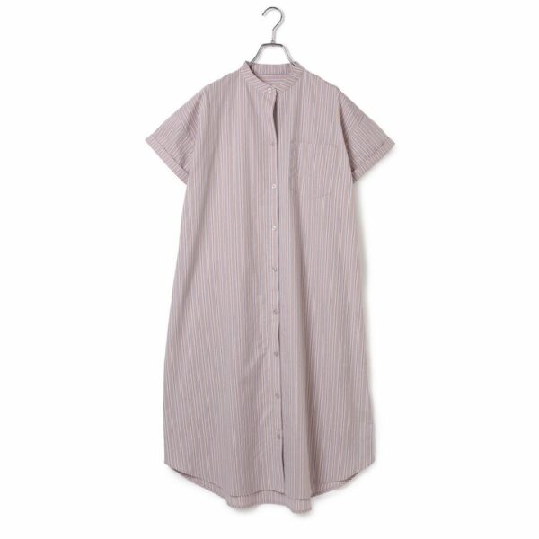 ViS Band collar single pocket shirt dress Gray System