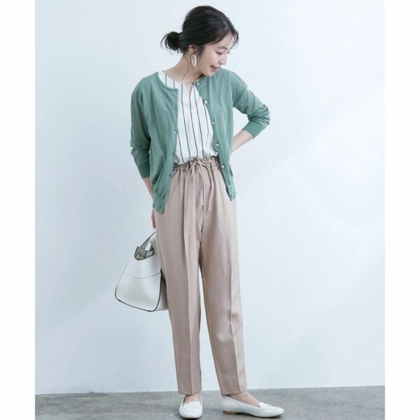 ViS [Collaboration with Reina Hoshi] Linen-like easy pants Beige