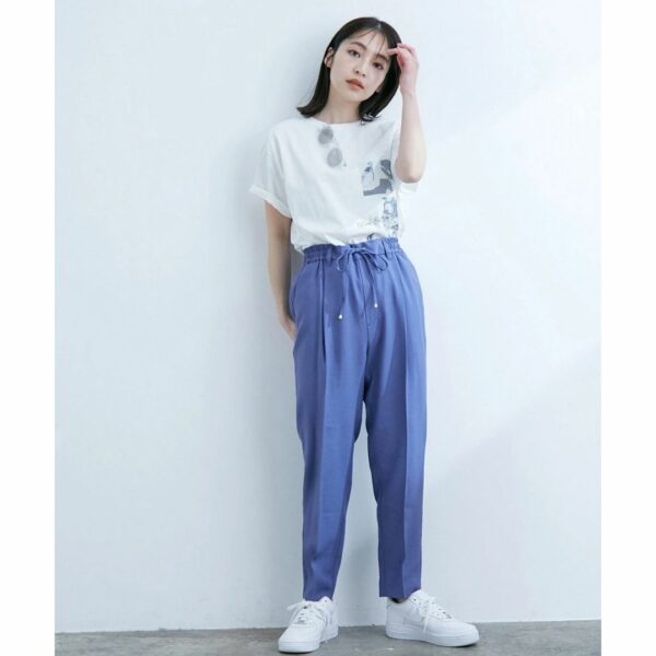 ViS [Collaboration with Reina Hoshi] Linen-like easy pants Blue