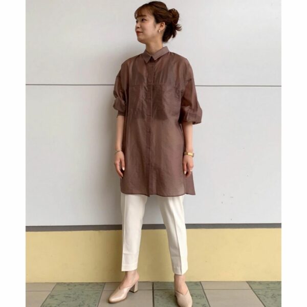 ViS Sheer big shirt Dark Brown