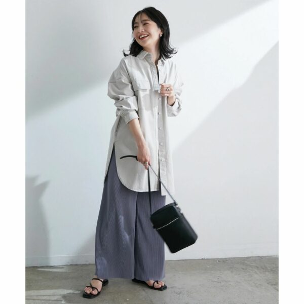 ViS [Bijin Hyakka April issue] Twill & denim big silhouette shirt Light Gray