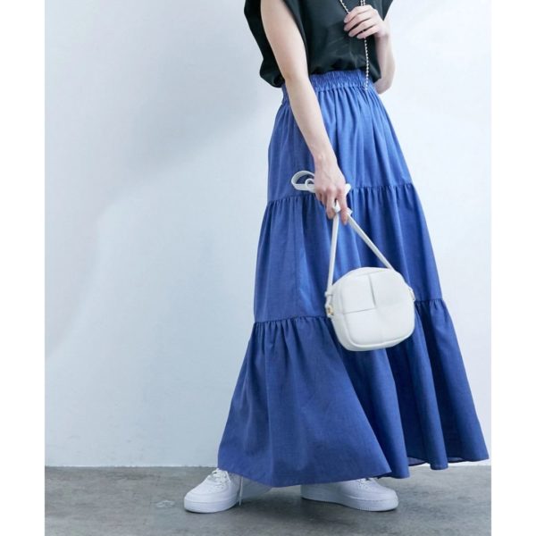 Titip Jepang - Chambray loan tiered skirt