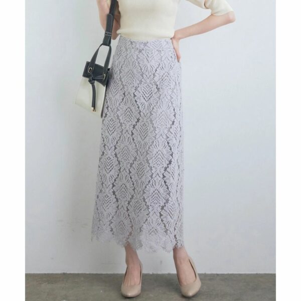 ViS Geometric lace skirt Gray