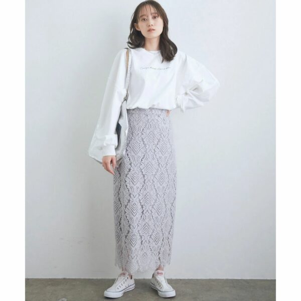 ViS Geometric lace skirt Gray