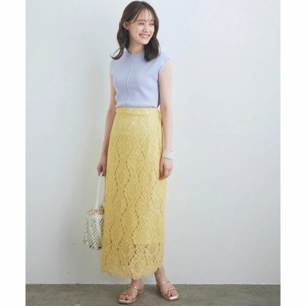 ViS Geometric lace skirt Yellow