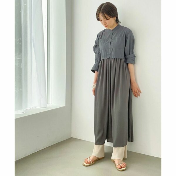 ViS Switching gather shirt dress Smicro