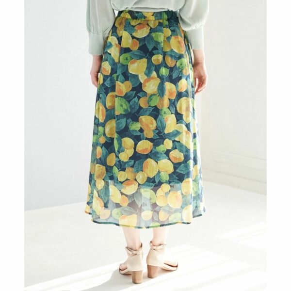 ROPÉ PICNIC Lemon pattern print skirt Navy