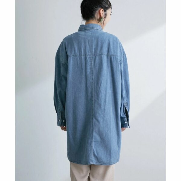 ViS [Bijin Hyakka April issue] Twill & denim big silhouette shirt Light Gray