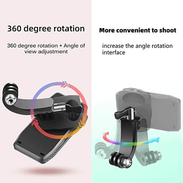 GoPro Gopro Accessory Clip Mount 360° Rotatable, Left and Right Angle Adjustable, Compatible with Hero 9, Hero 8, MAX DJI Osmo Action and Other Action Cameras