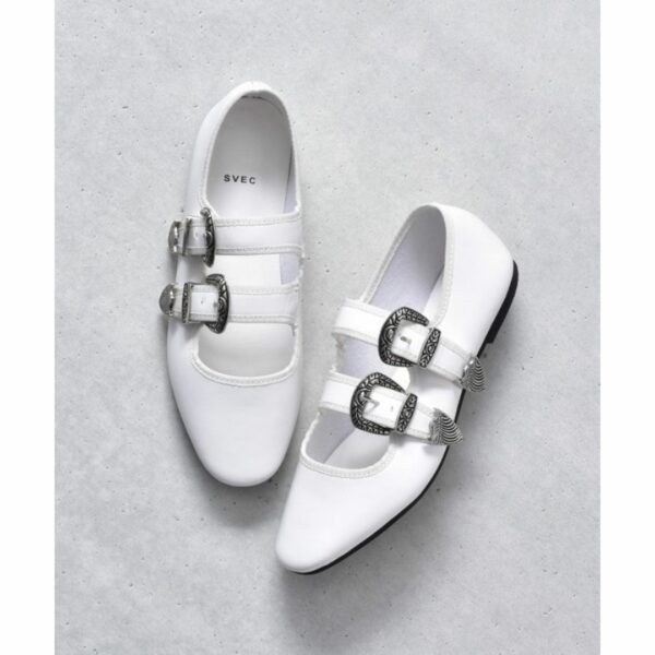 Double buckle belt Kung Fu shoes / SVEC Schebeck - White