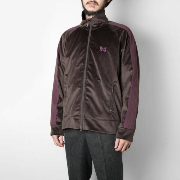 NEEDLES TRACK JACKET - POLY VELOUR: BROWN