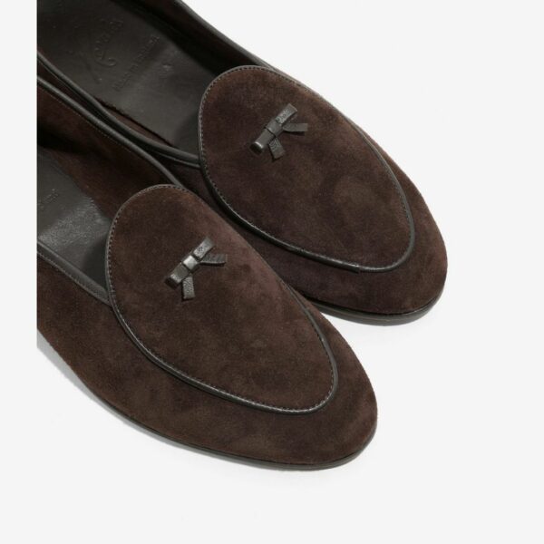 NEEDLES SUEDE SLIP-ON WITH BOW: BROWN