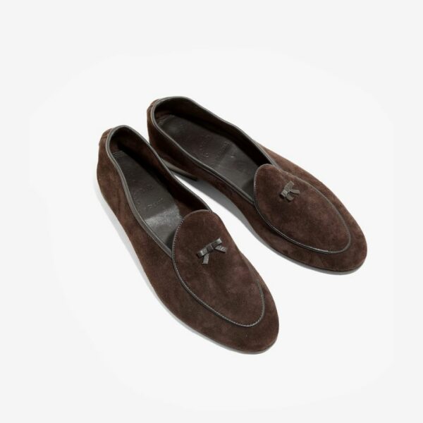 NEEDLES SUEDE SLIP-ON WITH BOW: BROWN