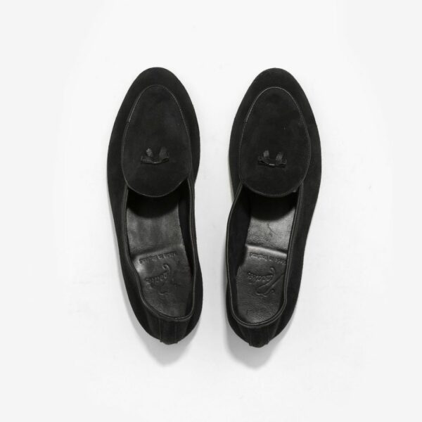 NEEDLES SUEDE SLIP-ON WITH BOW: BLACK