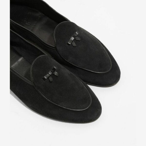 NEEDLES SUEDE SLIP-ON WITH BOW: BLACK