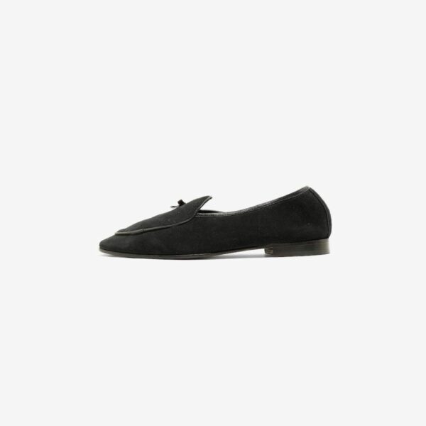 NEEDLES SUEDE SLIP-ON WITH BOW: BLACK