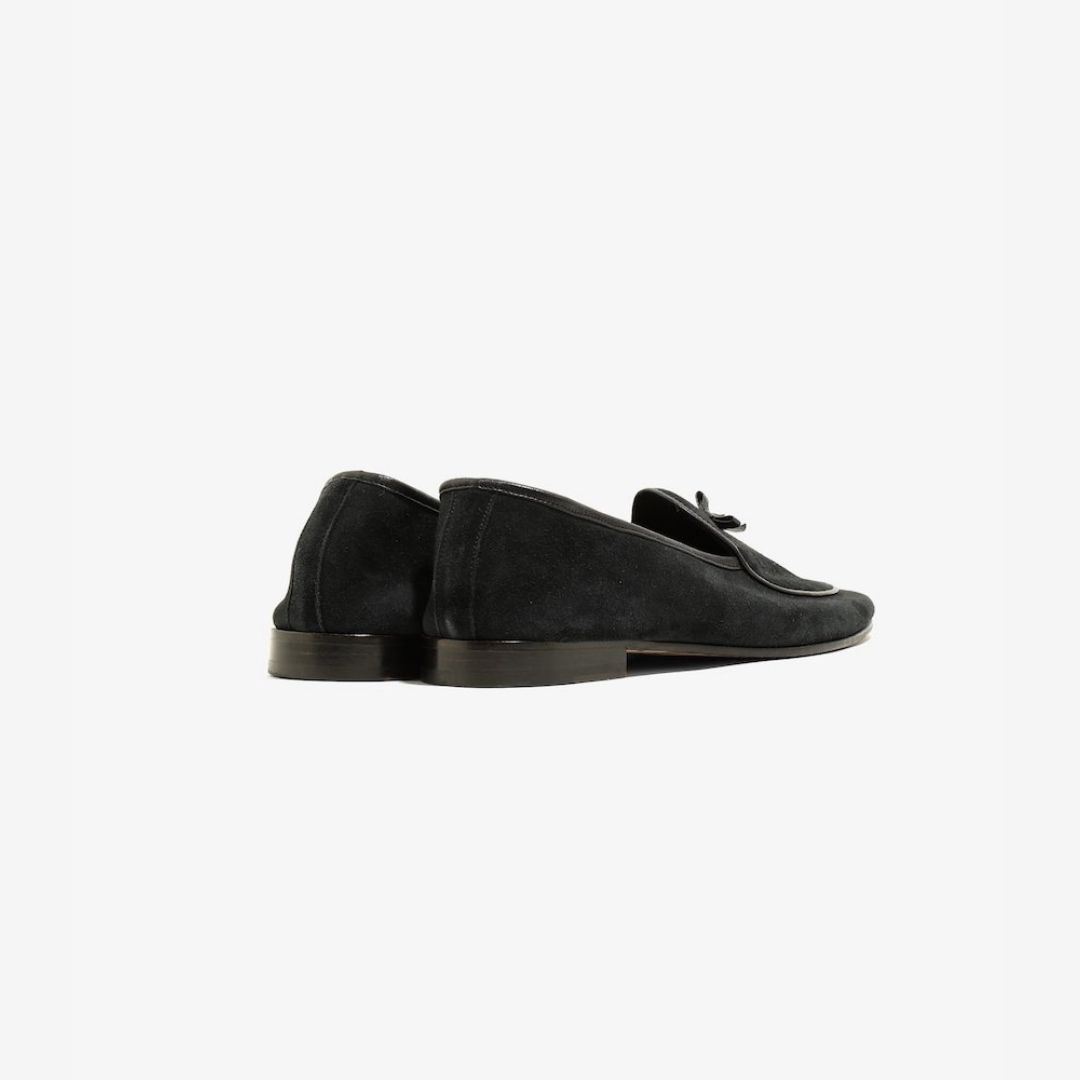 NEEDLES SUEDE SLIP-ON WITH BOW: BLACK - TITIP JEPANG