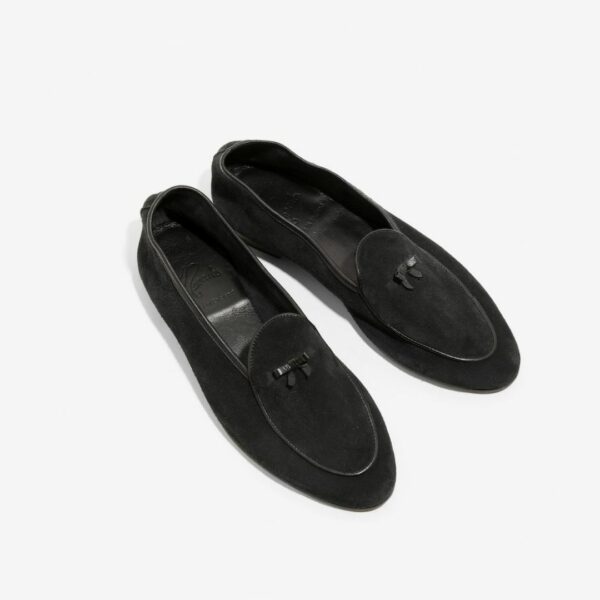 NEEDLES SUEDE SLIP-ON WITH BOW: BLACK