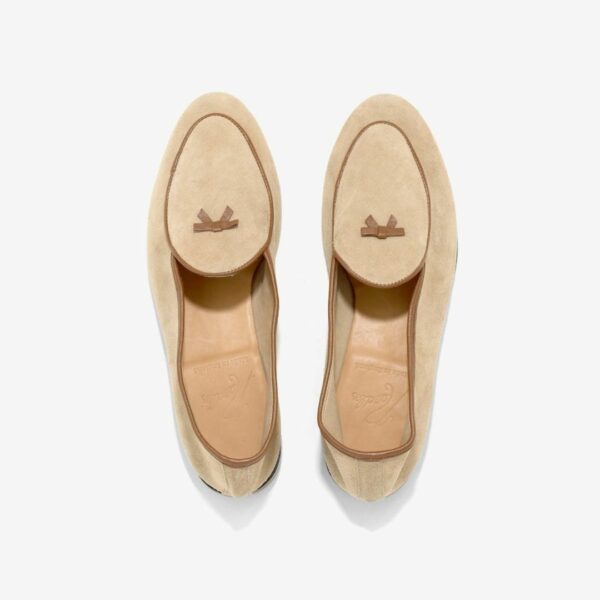 NEEDLES SUEDE SLIP-ON WITH BOW: BEIGE