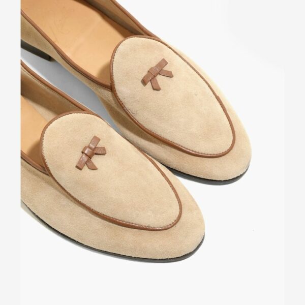 NEEDLES SUEDE SLIP-ON WITH BOW: BEIGE