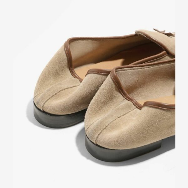 NEEDLES SUEDE SLIP-ON WITH BOW: BEIGE