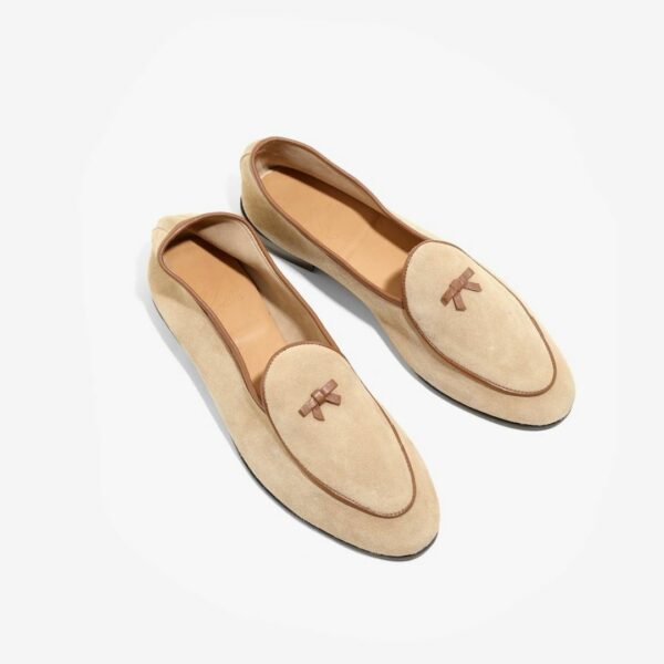 NEEDLES SUEDE SLIP-ON WITH BOW: BEIGE