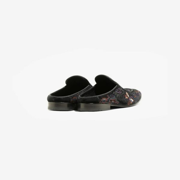 NEEDLES VELVET MULE - PAPILLON EMBROIDERY: BLACK