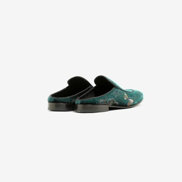 NEEDLES VELVET MULE - PAPILLON EMBROIDERY: GREEN