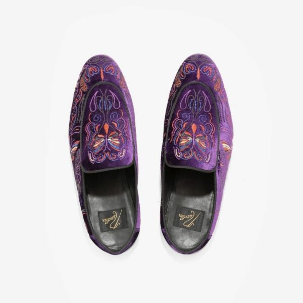 NEEDLES VELVET MULE - PAPILLON EMBROIDERY: PURPLE