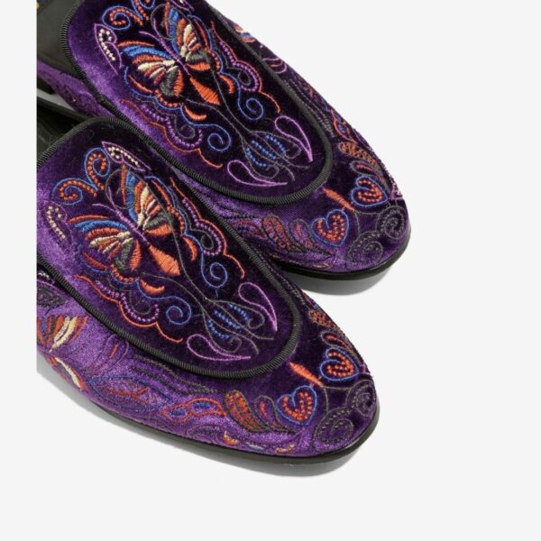 NEEDLES VELVET MULE - PAPILLON EMBROIDERY: PURPLE