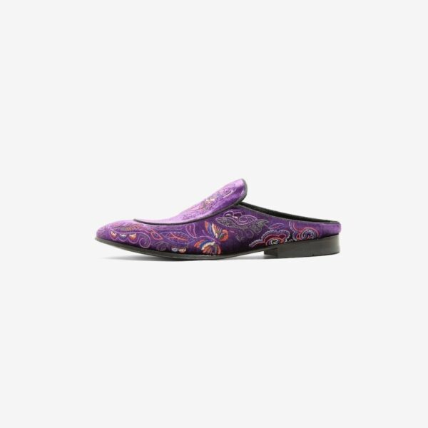 NEEDLES VELVET MULE - PAPILLON EMBROIDERY: PURPLE