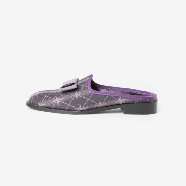 NEEDLES ASYMMETRIC RIBBON MULE - OSHIMA-TSUMUGI: PURPLE