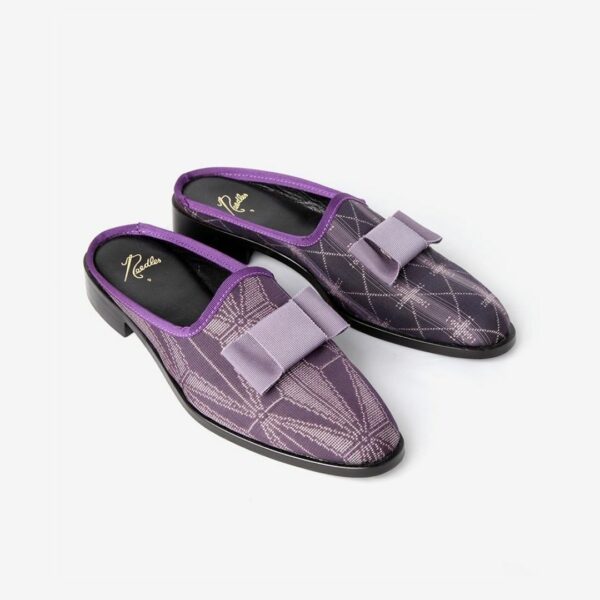 NEEDLES ASYMMETRIC RIBBON MULE - OSHIMA-TSUMUGI: PURPLE