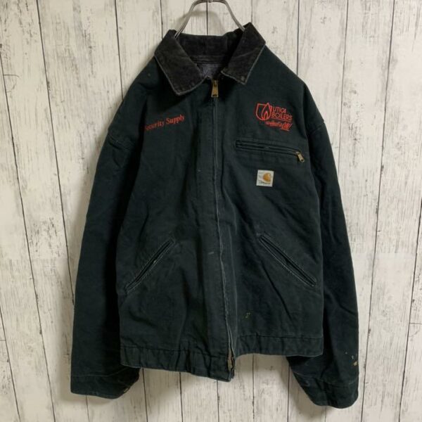 Carhartt Duck Jacket Corporate Embroidery Collar Corduroy Black