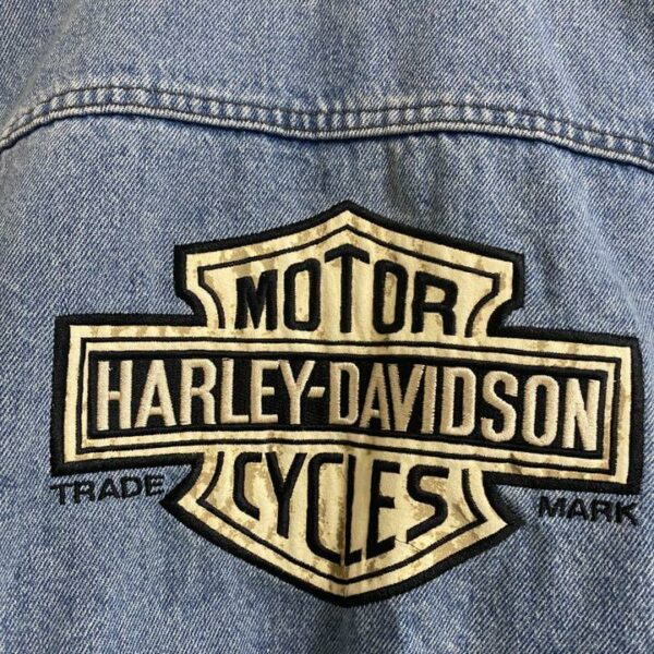 Harley Davidson Made in Canada Denim Vest Embroidery Used Clothing