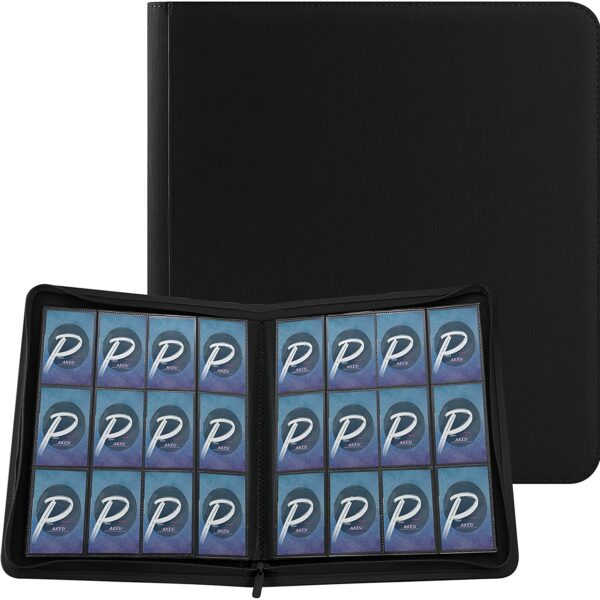 PAKESI 12 Pockets Star Card File Holds 480 Cards PU Cloak Card Sheets Collect Other Cards Star Cards Collection File